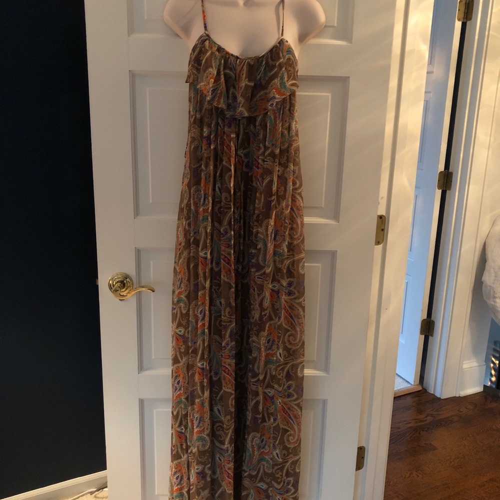 Tibi vintage maxi accordion pleated silk dress
